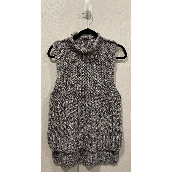 MOTH Marled Wool Blend Mock Neck Grey Turtleneck Sweater - Picture 4 of 8